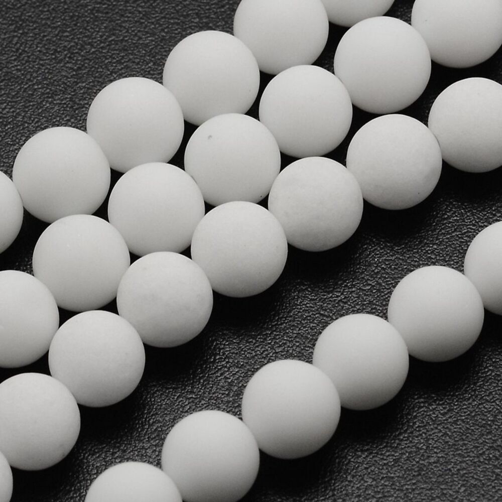 6MM Frosted White Jade Beads-ONE Gemstone Bead Strand-Jewelry Supplies NWT